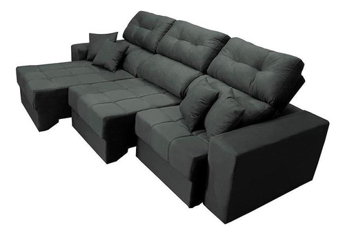 Sofá Retrátil E Reclinável Diamond 2,25m Tecido Suede Cinza Cama inBox