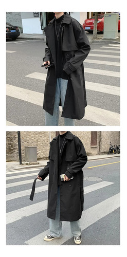 Gabardina Holgada Con Doble Botonadura Para Hombre