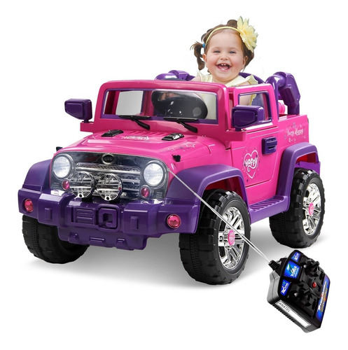 Carro Elétrico Infantil Jipe Rally 12v Controle Remoto Rosa