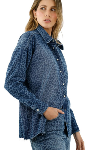 Chaqueta De Mezclilla Top Mark Estampado Leopardo Talla L