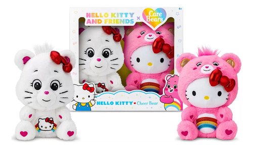 Peluche Hello Kitty Loves Cheer Bear Ositos, 2 Unidades. Blanco Y Rosa