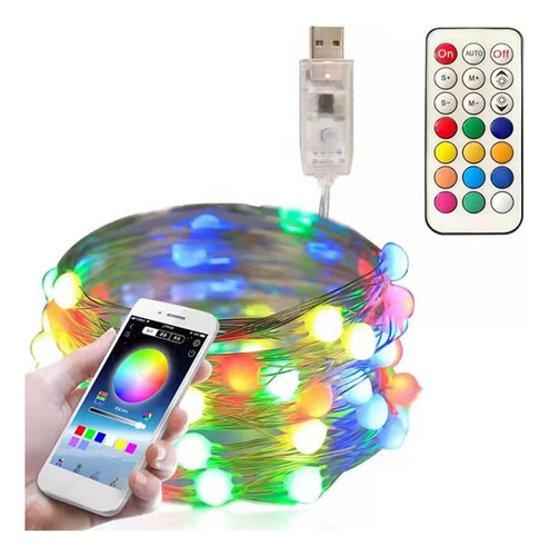Cadena De Luces Led O Led De 7 Colores Rgb Bluetooth String
