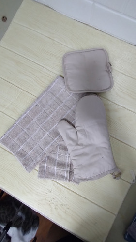 Set De Reparador, Posapava Y Manopla Para Horno Gris Liso