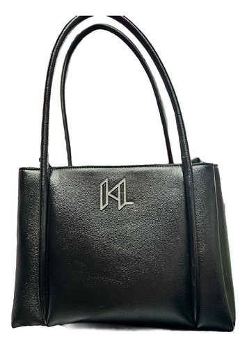 Bolsa Tote Karl Lagerfeld Negra Para Dama, Versatil Y Comoda Negro Lisa Plata Negro