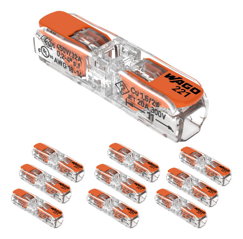 100 Conectores De Emenda P/ Condutores 4mm² 2 Polos 32a Wago