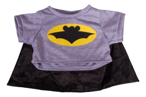 Plush Toys Wonderland Black & Grey Traje De Osito De Peluche De Superhéroe | Camisa De Disfraz De Oso Murciélago Con Capa, Para Animales De Peluche