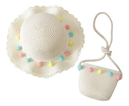 Sombrero De Paja De Ala Ancha Para Bebés Y Niñas, Conjunto D