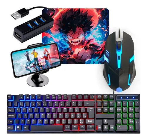 Kit Gamer Mageon Teclado Semimecânico Rgb Abnt2 + Mouse 2400dpi + Mousepad Preto