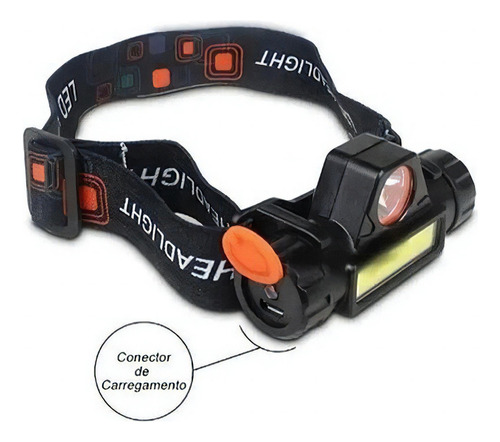 1 faro LED con baliza, faro de alta potencia, color de la linterna: negro, color de la luz: blanco