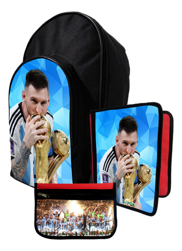 Kit Mochila+ Carpeta+ Cartu De Messi Copa Qatar #583