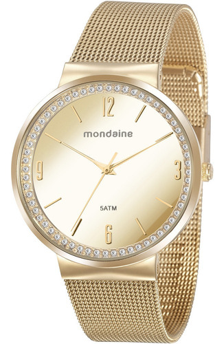 Relógio Mondaine Feminino Espelhado Dourado 76746lpmvde1