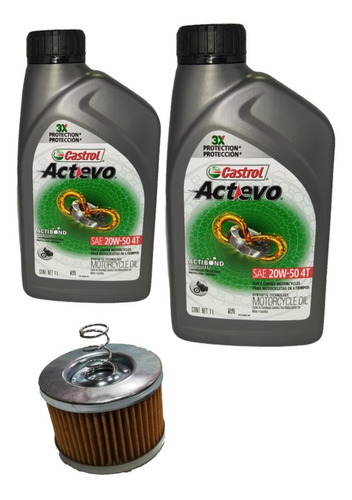 Imagen 2 de 2 de Kit 2 Castrol Semi (20w50) + Filtro Yamaha Fz 16 - 2.0- Fzn