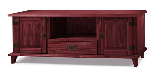 Imagen 2 de 6 de Rack De Madera Maciza Lustrada 2 Puertas 2 Estantes Rustico