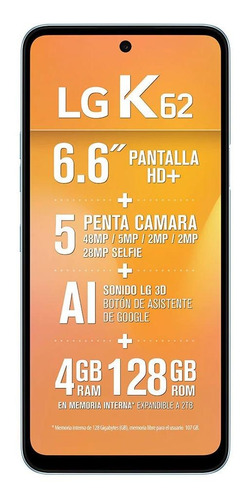 Imagen 1 de 6 de LG K62 Dual SIM 128 GB sky blue 4 GB RAM