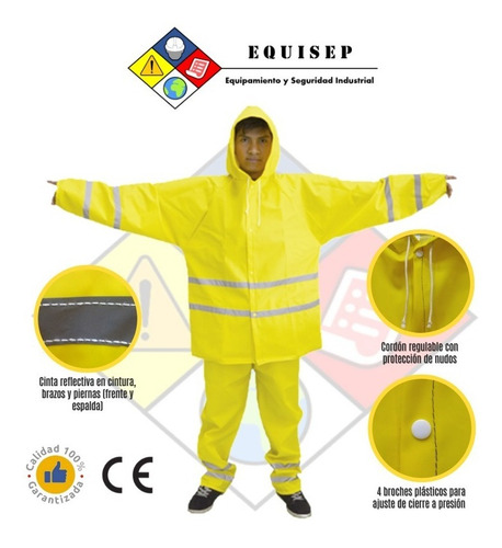 Imagen 2 de 9 de Traje Pvc | Conjunto Pvc | Impermeable & Reflectivo