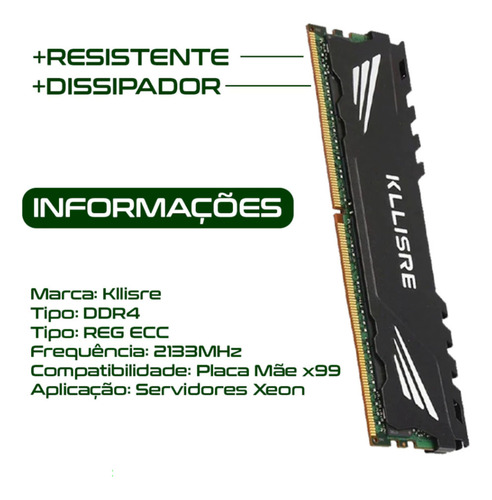 Memória Ram Ecc Ddr4 8gb 2133mhz Para Kit Xeon X99 Kllisre