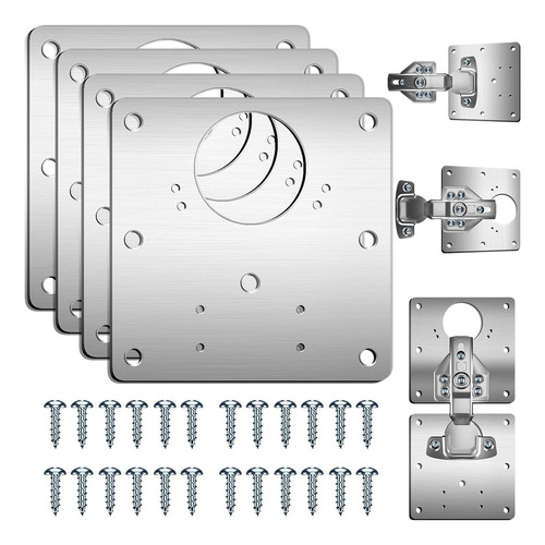 4 Piezas Placas Reparadoras De Bisagras En Acero Inoxidable