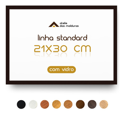 Moldura A4 21x30 Com 1,5 Cm Quadro Decorativo Com Vidro