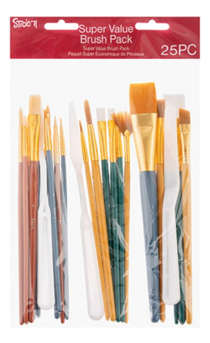 Set Pinceles Espátulas 25 Pz Redondo Plano Angular Abanico