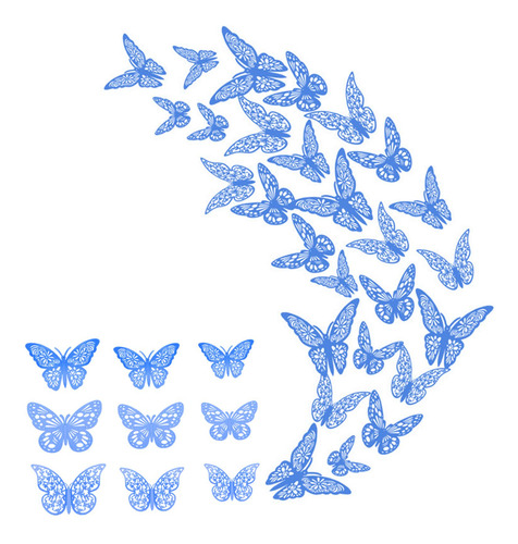 36 Unids Butterfies Etiqueta De La Pared Tridimensional Azul