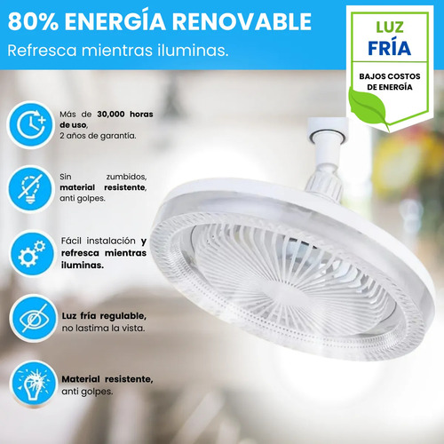 Uuuufoco Con Ventilador Techo Abanico Led 3 Tonos 3 Velocida