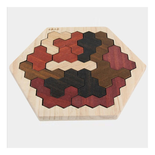 Y $ Madera Hexagonal Tangram Puzle 3d Color Madera Color