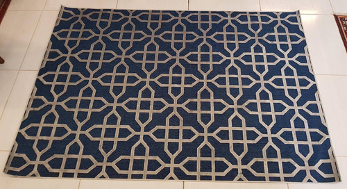 Tapete Illusion 04 Prata Azul 2x2,5m Geométrico Alto Relevo