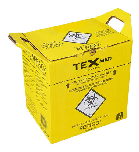 Caixa Coletora Texmed Perfuro Cortante 7 Lts 5 Unidades