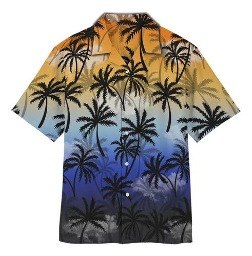 Camisa Hawaiana Playa Verano Para Hombre Coconut Trees
