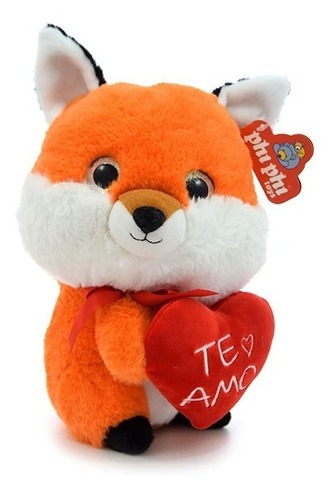 Imagen 1 de 6 de Peluche Mapache Y Zorro Con Corazon Te Amo 25cm Phi Phi Toys