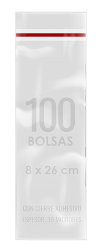 Bolsa Celofán Adhesivo 8x26 Cm 100 Unds