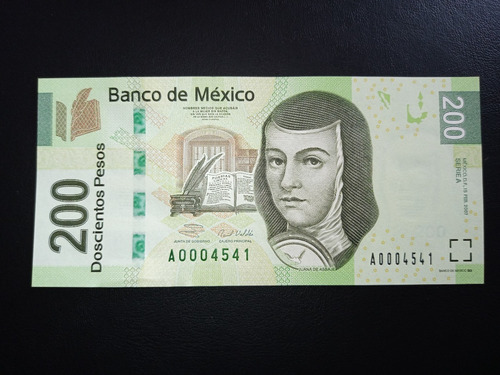 Billete 200 Pesos, Sin Circular, Sor Juana Serie A (Usado)