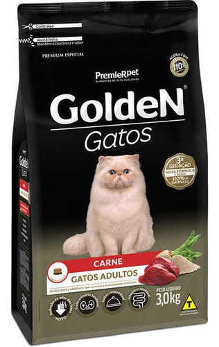 Ração Premier Pet Golden Gatos Adultos Carne 3kg