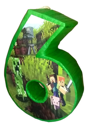Fiesta Decoracion Numero Piñata Steve Creeper Minecraft 1mtr