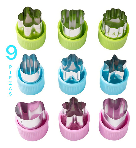 Mini Cortadores Moldes De Galletas Frutas Verduras Masas Color Azul
