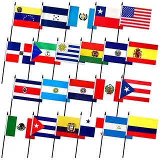 Juego De 22 Banderas De Países De América Latina, Ban...