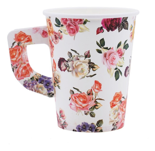 Vasos Taza Polipapel Flores Chic Vintage X6 266cc