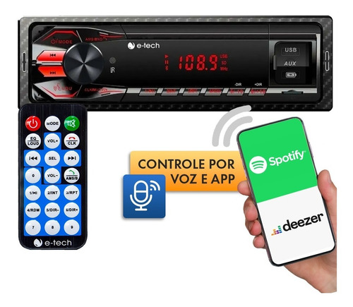 Mp3 Player Som Automotivo Bluetooth 2 Usb Sd Rádio Fm P2 Aux