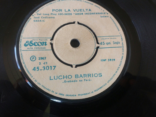 Vinilo Single De Lucho Barrios Por La Vuelta ( L L128
