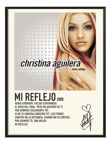 Poster Christina Aguilera Album Tracklist Mi Reflejo 45x30