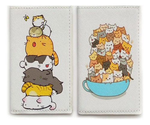 Porta Pasaporte Funda Kawaii Gatitos Tarjetero Billetera