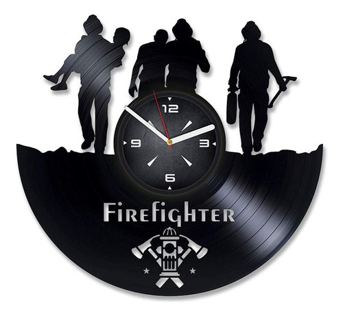 Reloj De Pared De Disco De Vinilo De Bomberos De Bomberos. D