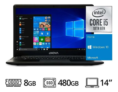Imagen 1 de 5 de Notebook Enova 14 Core I5 8gb + 480gb Ssd Win10 Home