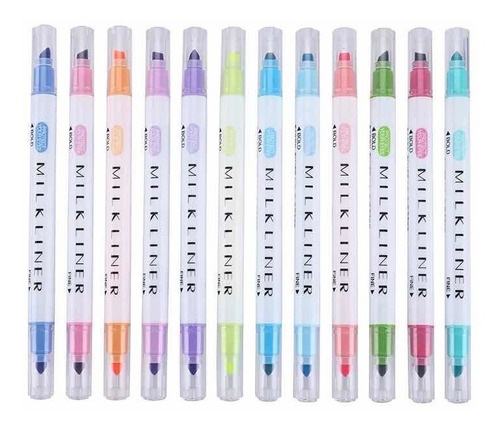 Imagen 6 de 7 de Pack X 12 Resaltadores Pastel Doble Punta