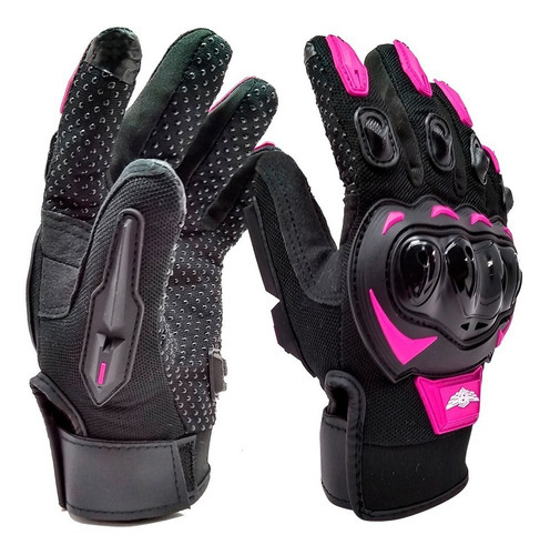 Guantes Para Motociclista Isp Touch Color Negro/rosa Talla L