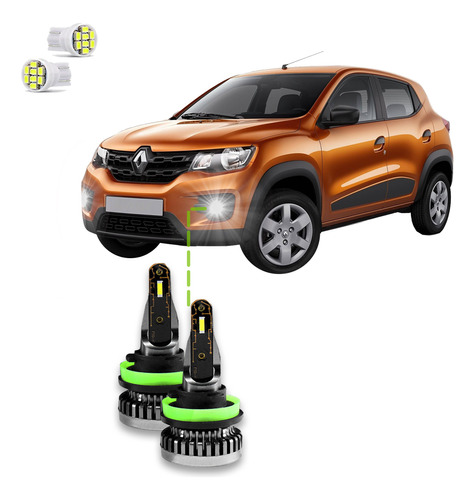 Kit Ultra Nano Led R8 Renault Kwid 2017/2019 30000lm Milha