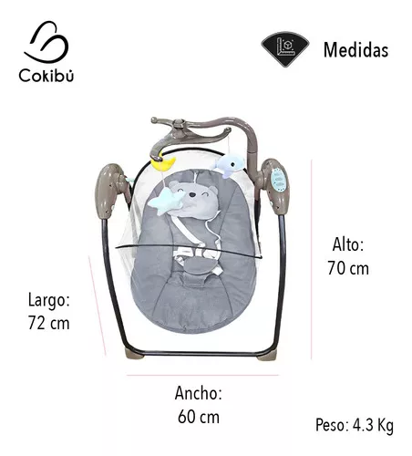 Silla Mecedora para Bebé Orphic Bouncer con Bluetooth Gris