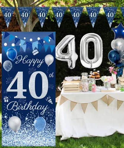 Globos Y Banner Decorativos Para Cumpleaños N.° 40 De Hombre