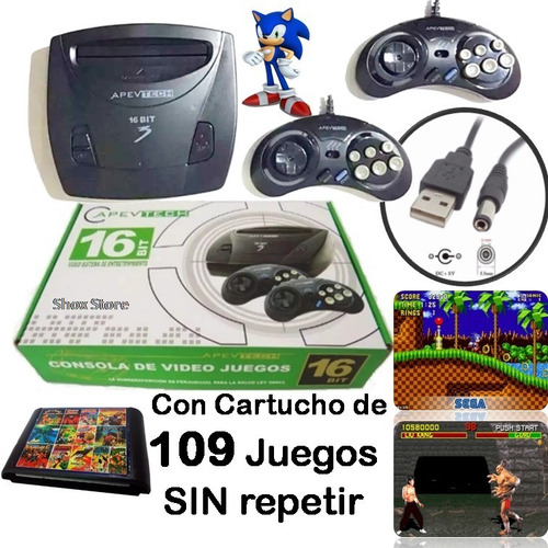 Consola Sega Apevtech Genesis + 109 Juegos Sonic Palermo