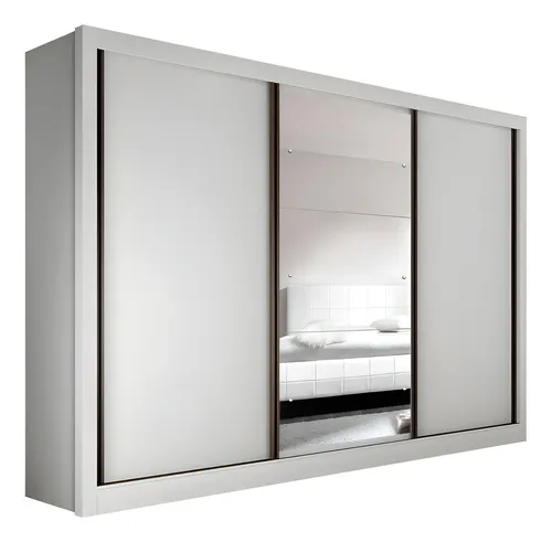 Guarda-Roupa Casal Branco c/ Espelho 3 Portas 6 Gavetas Espresso ...